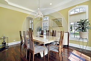 Dining room with yellow walls