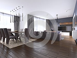 Dining set in modern luxury brown dining room