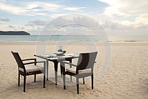 Dining table on beach