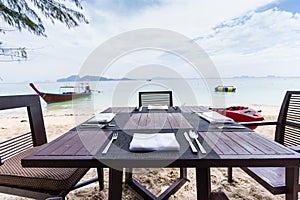 Dining table on the beach