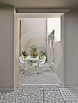 Dining table in the courtyard