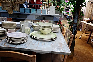 Dining Table with crockery closeup