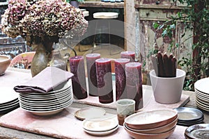 Dining Table with crockery closeup