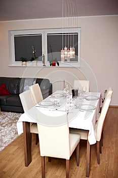 Dining table in living room
