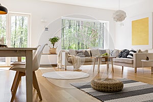 Dining table in multifunctional room