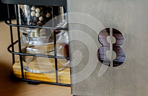 Dining table number eight in the restaurant.