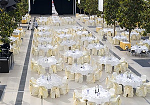 Dining table set for event photo