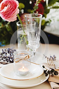 Dining table setting at Provence style