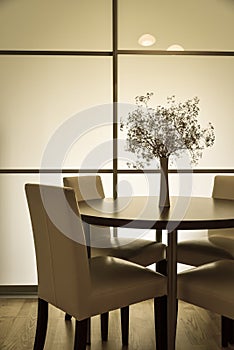Dining table, small studio apartment interior design