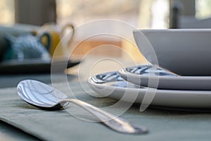 Dining table with spoon