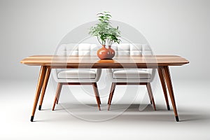 Dining table on white background , product photography, studio light , AI generated