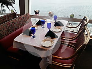 Dining Table at Window Side in A Restaurant in Seattle