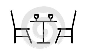 Dining table wine glass line icon