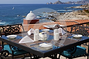 Dining tables with a great view of the Cabo San Lucas