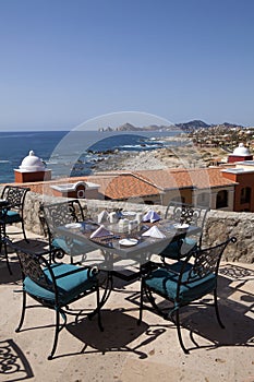 Dining tables with a great view of the Cabo San Lucas