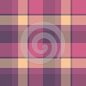 Dining texture fabric background, invite seamless plaid textile. Ireland tartan pattern vector check in pink and orange colors