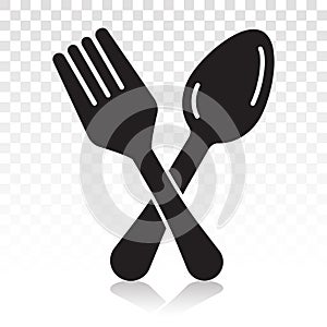 Dining vector flat icons with cutlery concept. spoon, fork or flatware on a transparent background