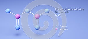 dinitrogen pentoxide, molecular structures, nitrogen oxide, 3d model, Structural Chemical Formula and Atoms with Color Coding