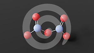 dinitrogen pentoxide molecule, molecular structure, binary nitrogen oxides, ball and stick 3d model, structural chemical formula