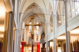 DINKELSBUHL, GERMANY - OCTOBER 02 2016: The interior of the Church of St. George in Dinkelsbuhl, Bavaria. It is a