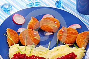 Dinner for child with fishcakes