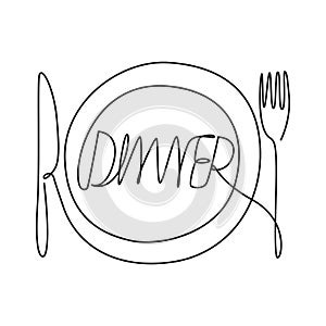 dinner continuous line drawing