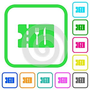 Dinner discount coupon vivid colored flat icons