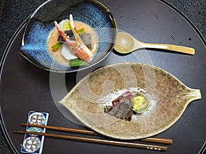 Dinner dish teppanyaki crab Hakone Japan