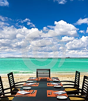 Dinner on exotic beach