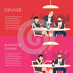 Dinner flat illustration vector