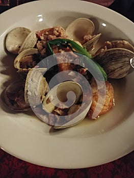 Salmon and clams