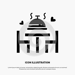 Dinner, Love, Wedding, Plate solid Glyph Icon vector