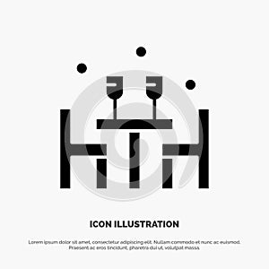 Dinner, Lunch, Romantic, Love, Valentine solid Glyph Icon vector