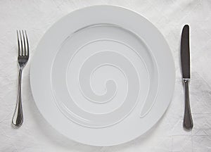 Dinner Plate, Knife and Fork