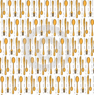 Dinner set seamless pattern. Spoons and forks background. Modern background for menu design. Restaurant, cafe seamless texture