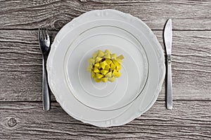 Dinner Setting with Gift. Suprize eating or gift dinner concept