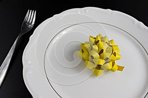 Dinner Setting with Gift. Suprize eating or gift dinner concept