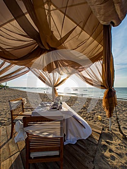 Dinner table at the beach