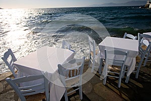 Dinner Tables At Aegean Sea