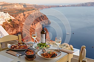 Dinner for two in a restaurant overlooking the sea