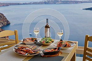 Dinner for two in a restaurant overlooking the sea