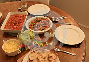 Dinner for two - salsa salad with taco mix guacamole and cheese