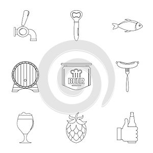 Dinnertime icons set, outline style