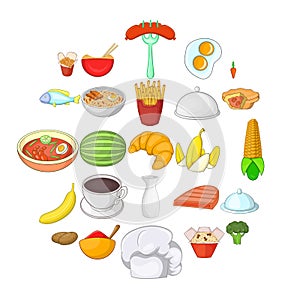 Dinnerware icons set, cartoon style