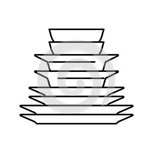 dinnerware plates line icon vector illustration