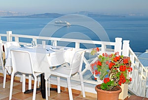 Dinning in a greek romantic restaurant