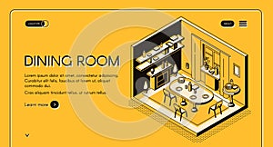 Dinning room interior isometric vector website