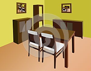 Dinning room interior vector