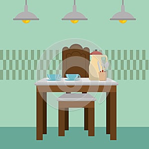 Dinning room table kitchen scene