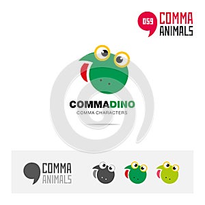 Dino animal concept icon set and modern brand identity logo template and app symbol based on comma sign